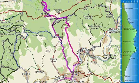 štart pešej trasy (Reštaurácia Kopačka) P2: KUBÍNSKA HOĽA, PUCHMAJEROVEJ JAZIERKO Popis trasy: Dolný Kubín Kopačka, most pri rieke Orava na zelenú, Trniny, Pikula, Chata Koliesko, chata