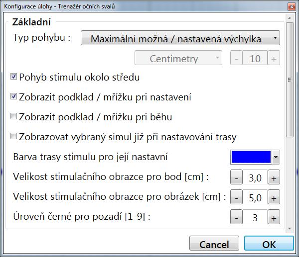 Ty jsou zobrazeny ve vzdálenosti 1cm na obrazovce a slouží jako měřící značky při dlouhodobém hodnocení stavu pacienta (ke které značce až vidí pohyb stimulačního podnětu).