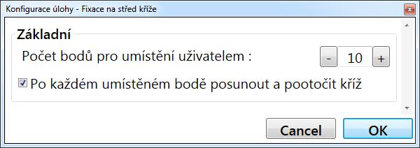 Celkový počet bodů je tedy: celkem = hodnota * hodnota. 2.2 Fixace Na obrazovce je zobrazen modrý kříž, který poskakuje a pootáčí se.