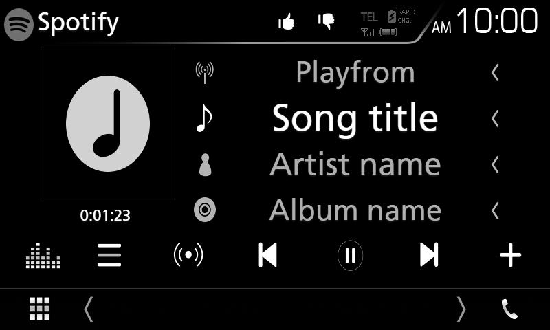 APPS Android Auto /Apple CarPlay/Mirroring Ovládání Spotify Toto zařízení můžete použít pro poslech aplikace Spotify.