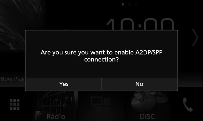 Pokud je podporován profil A2DP nebo SPP, mobilní telefon nebo audio přehrávač se připojí automaticky a přejde se na další krok.