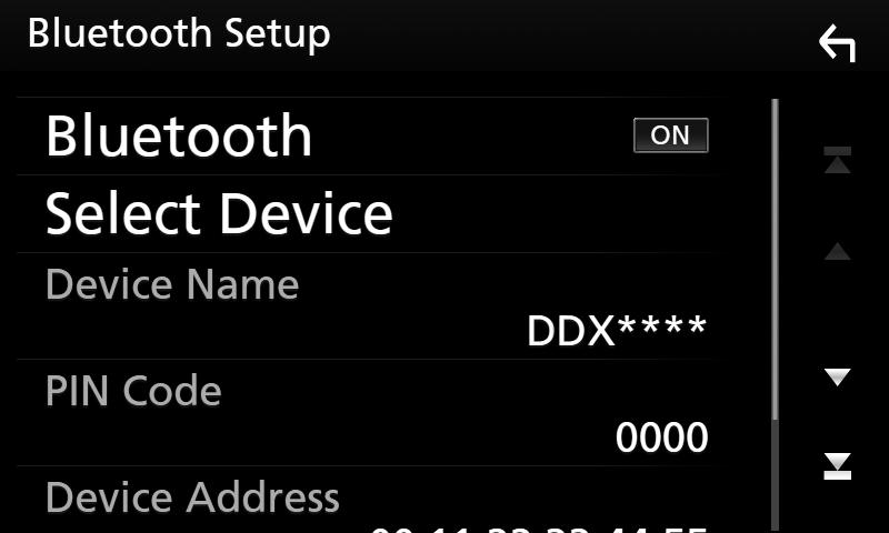 Ovládání Bluetooth ÑÑPřipojení zařízení Bluetooth 1 Klepněte na [Select Device] na obrazovce NASTAVENÍ Bluetooth. 4 Klepněte na [Close].