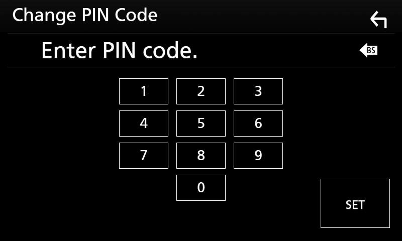 Ovládání Bluetooth ÑÑZměna PIN kódu 1 Klepněte na [PIN Code] na obrazovce NASTAVENÍ Bluetooth. hhzobrazí se obrazovka PIN Code Set. 2 Zadejte PIN kód.
