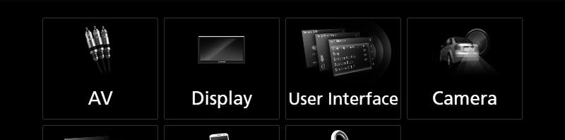 Nastavení Nastavení AV Můžete nastavit parametry AV. 1 Stiskněte tlačítko [MENU]. hhobjeví se vyskakovací menu. 2 Klepněte na [SETUP]. hhobjeví se obrazovka SETUP. 3 Klepněte na [AV].