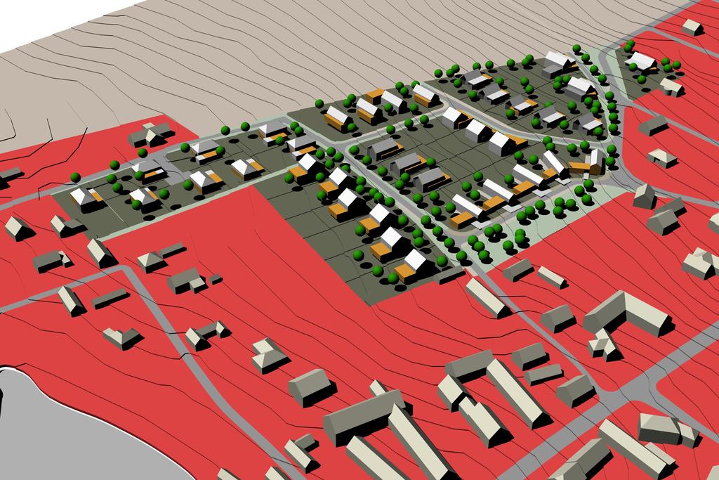 Hmotový model (výřez odůvodnění RP3-LIBEŇ ) dokumentující záměry na zachování venkovského charakteru sídla e) informace o výsledcích posuzování vlivů na životní prostředí, byla-li změna regulačního