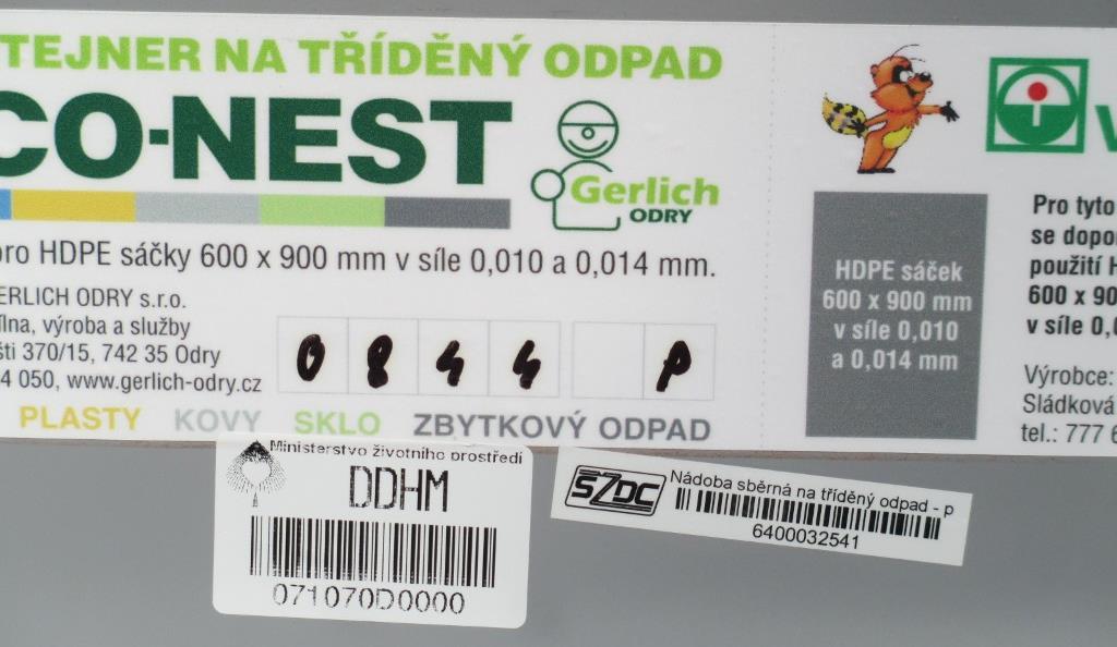 instalovaných nádob a počet kusů infopanelu (samolepek), který podepisuje pověřený zaměstnanec