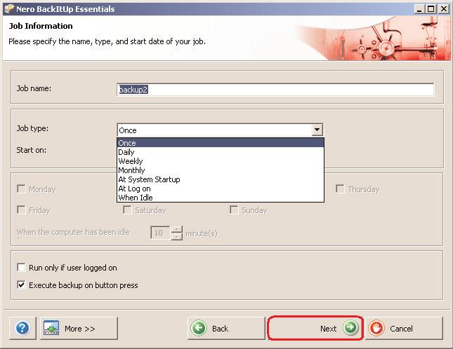 5 Na vykonanie úlohy len pomocou tlačidla One-Click Back-Up,