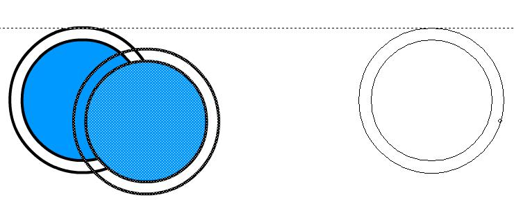 Soustředný kruh+kružnici označíme, zduplikujeme (CTRL+D) a duplikát posuneme vpravo.