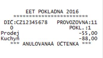 Pokladna umožňuje zapnutí a vypnutí režimu EET i v průběhu markování.