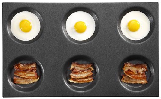 TEPELNÁ ÚPRAVA SMAŽENÝCH JÍDEL A OMELET Hliníkové nádoby s formami Ø 1 a Ø 200 mm s nepřilnavým teflonovým povrchem.