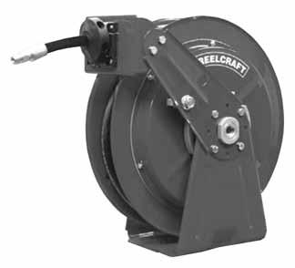 Automatické hadicové navíjecí bubny REELCRAFT REELTEK Ocel barvená práškováním, buben z kompozitního plastu se skelnými vlákny Do +65 C Buben pro průmyslové aplikace na vzduch, vodu, oleje a maziva.