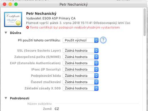 Pokud na certifikát 2x poklepete myší, tak