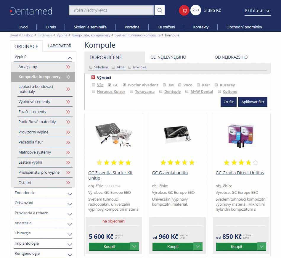 Nakupujte jednoduše online 3 www.dentamed.cz 2 5 4 6 1 1 více než 30 000 výrobků v 18 hlavních kategoriích 2 fulltextové vyhledávání 3 přehledná grafika, vč.