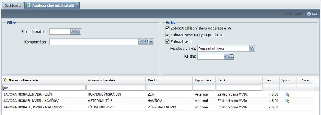 Analýza slev odběratelů Nová aplikace pro sledování slev použitých při vystavení prodejních dokladů.