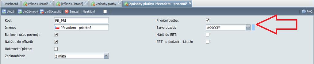 Způsoby úhrady Nastavení způsobů úhrady bylo rozšířeno o možnost označení