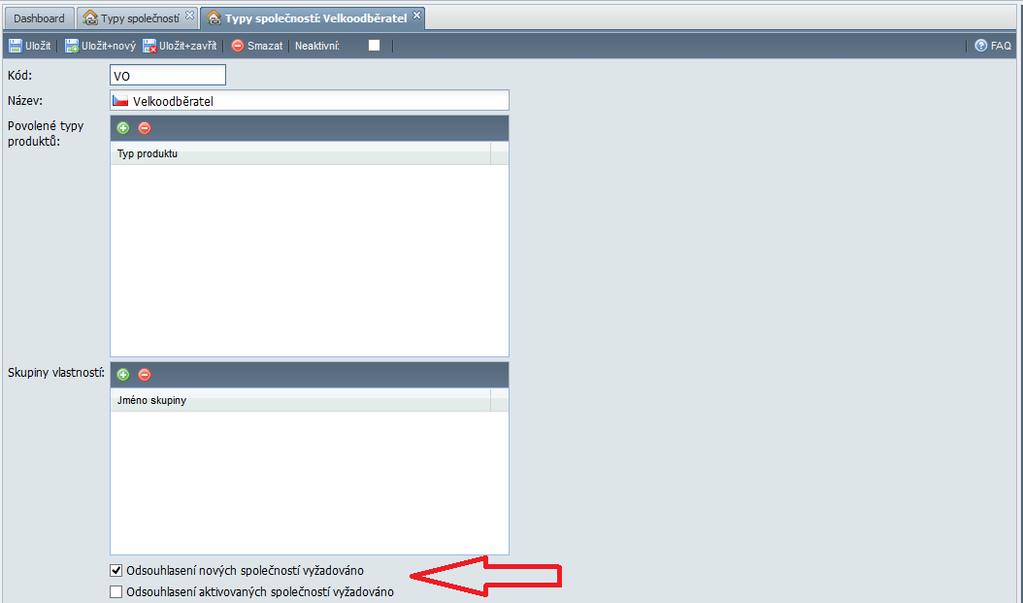 Společnosti Typy společností Evidence typu společností byla rozšířena o nastavení požadavku na odsouhlasení pro nové nebo aktivované společnosti.