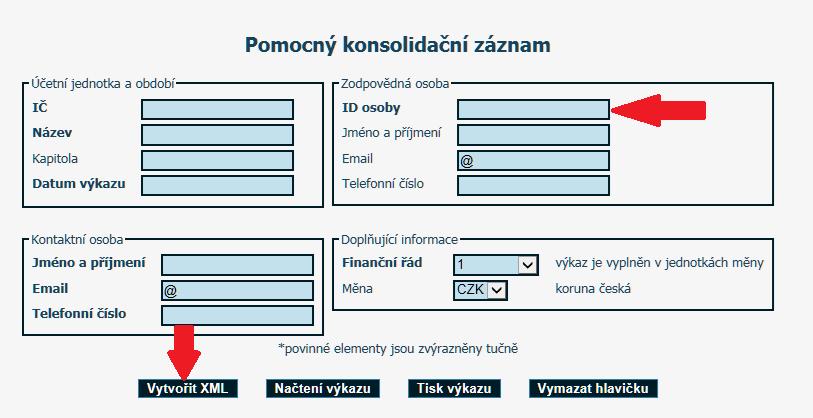 Významné rozdíly konsolidačních KRK PAP po vyplnění všech požadovaných kolonek a po zadání