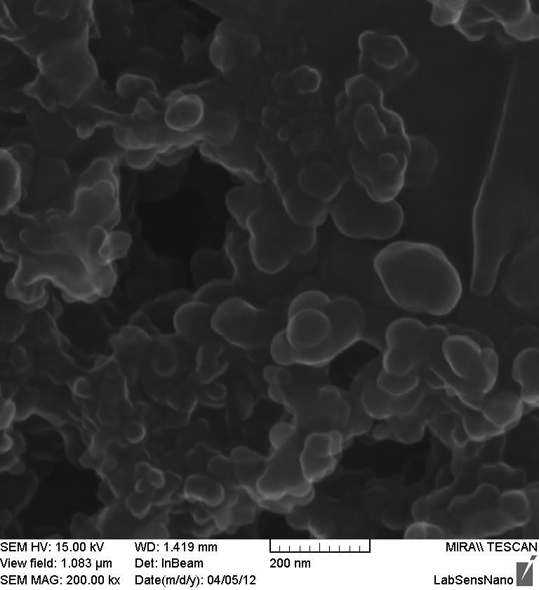 Obrázek 5.2: SEM analýza aktivního povrchu tištěné uhlíkové elektrody Ze SEM analýzy (viz. obrázek 5.