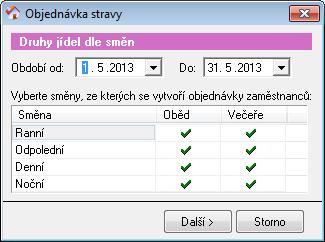 celý týden jednoho strávníka), klepněte levým tlačítkem myši na první buňku oblasti (levý horní roh), podržte klávesu Shift a klepněte levým tlačítkem myši na poslední buňku oblasti (pravý dolní roh).