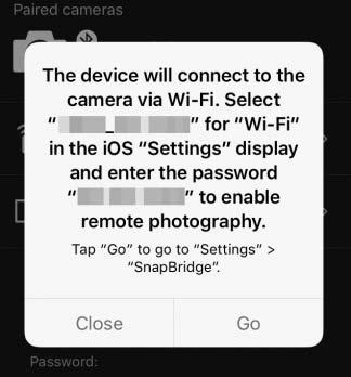 Výzva Wi-Fi (ios) Aplikace SnapBridge se za normálních okolností připojuje k fotoaparátu