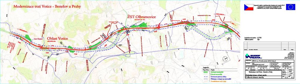 Liniové dopravní stavby Modernizace železniční trati Benešov u Prahy - Votice Zaměření skutečného