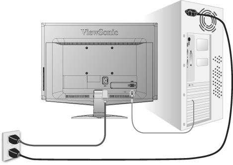 Rychlá instalace 1. Připojení napájecího kabelu a adaptéru AC/DC 2. Připojení videokabelu Zkontrolujte, zda jsou monitor LCD a počítač VYPNUTÉ. V případě potřeby odmontujte kryty zadního panelu.