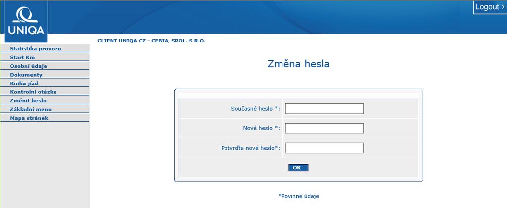 Změna hesla Přihlašovací jméno není možné uživatelsky měnit. Heslo doporučujeme změnit bezprostředně po prvním přihlášení z důvodu zvýšení ochrany svého soukromí.
