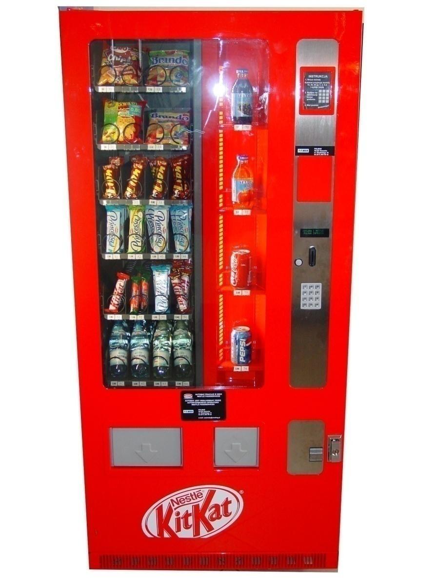 COMBI 585 - automat na predaj snackových produktov a nápojov v plechovkách alebo vo fľašiach. Nový model spája v sebe variabilitu špirálových automatov a kapacitu šachtových.