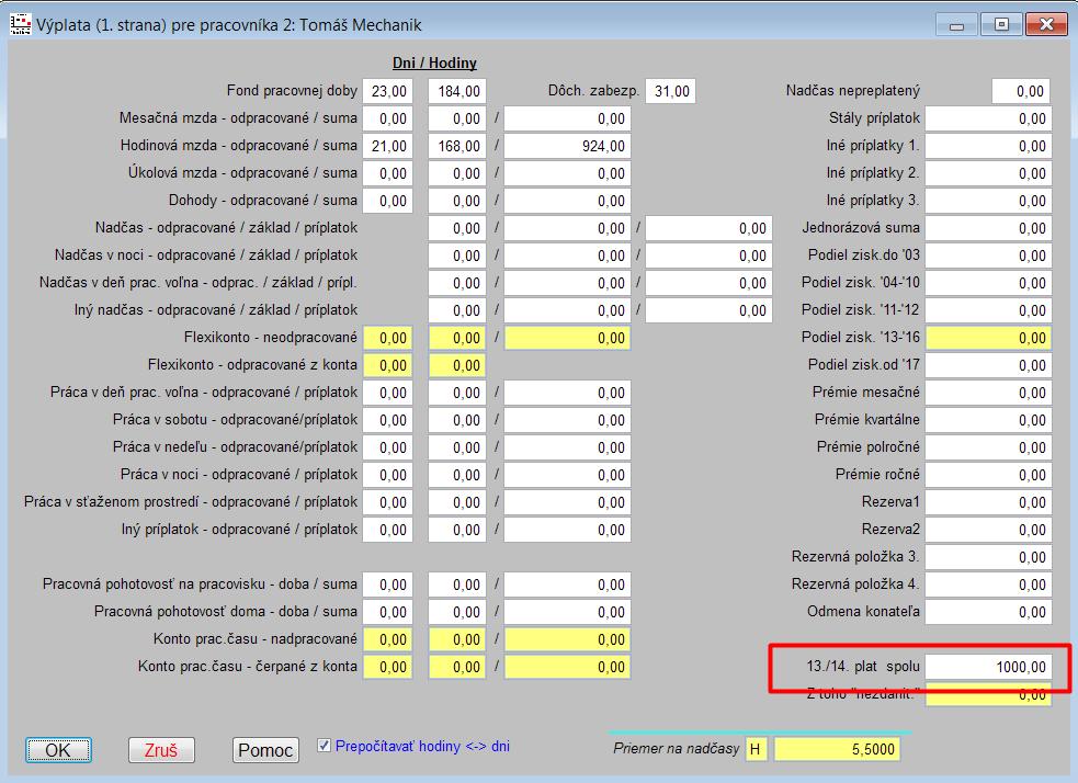 Zápis 13. a 14. platu v module PROLMY - mzdy Od mája 2018 je vo verzii 9.81 vo výplate zapracované nové okno na zápis 13.-ho a 14.-ho platu. Iba sem zadaný 13. a 14. plat má zabudované kontrolné systémy na zistenie splnenia podmienok a na vyčíslenie čiastky nevchádzajúcej do ZP (resp.