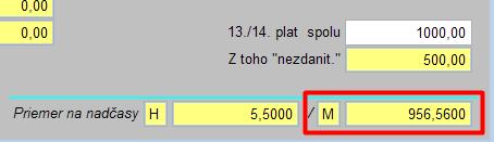 Nové okno sa nachádza vo výplatách, na záložke Výplata základný vstup : Po potvrdení OK (zápisu súm na stránke) program porovnáva zadanú čiastku s mesačným priemerom platným na druhý štvrťrok, ktorý