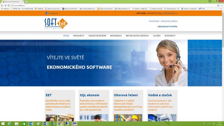 Magazín informačního systému 017 Přihlásíte se na náš web www.softbit.cz a v levé horní části kliknete na Zákaznický portál.