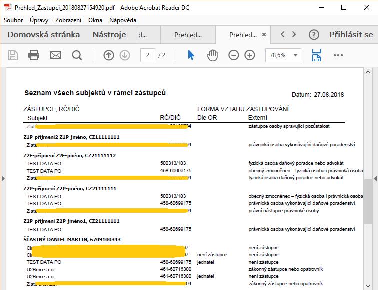 + Také doplněna nová sestava, viz menu: Doplňky / Zástupci u subjektů / Subjekty zástupců opis PDF Převod zástupců v rámci instalace aktualizace 105 probíhá takto: - Do nové tabulky zástupců jsou