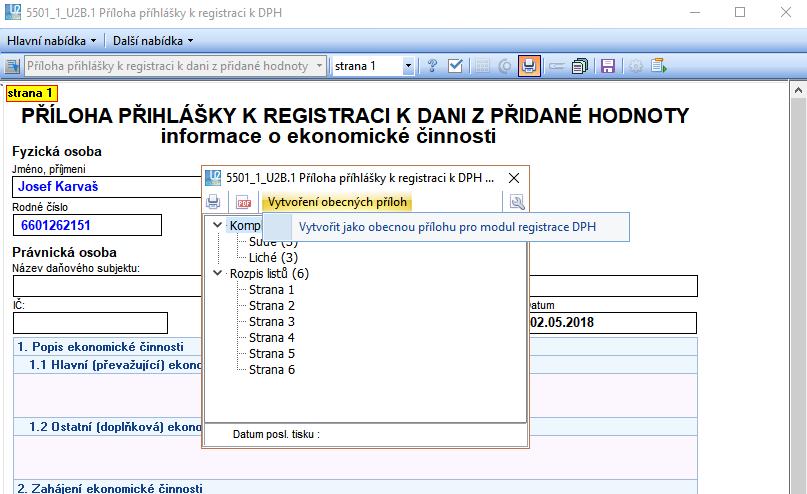 AKTUALIZACE 103 datum vydání: 14.6.2018 označení balíčku: TOX_AKT_103.zip kódové označení balíčku: : 062.033_2018.02.