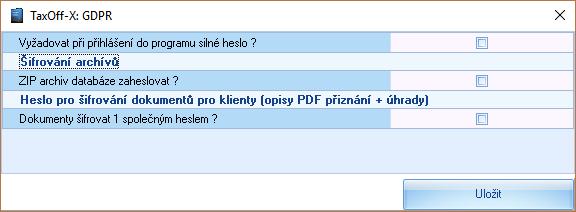 nastavení silného hesla pro přihlášení uživatelů: po zatržení parametru je potřeba heslo následně změnit uživateli/lům