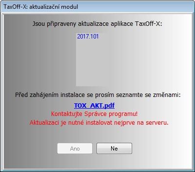 Protože již není možný režim aktualizací off-line, jako tomu bylo dosud u předchozí ABS verze, byl do Nastavení doplněn parametr pro