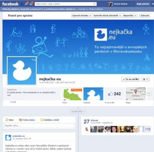 Obr. Video kanál nejkacka na Youtube a facebookový profil nejačka.