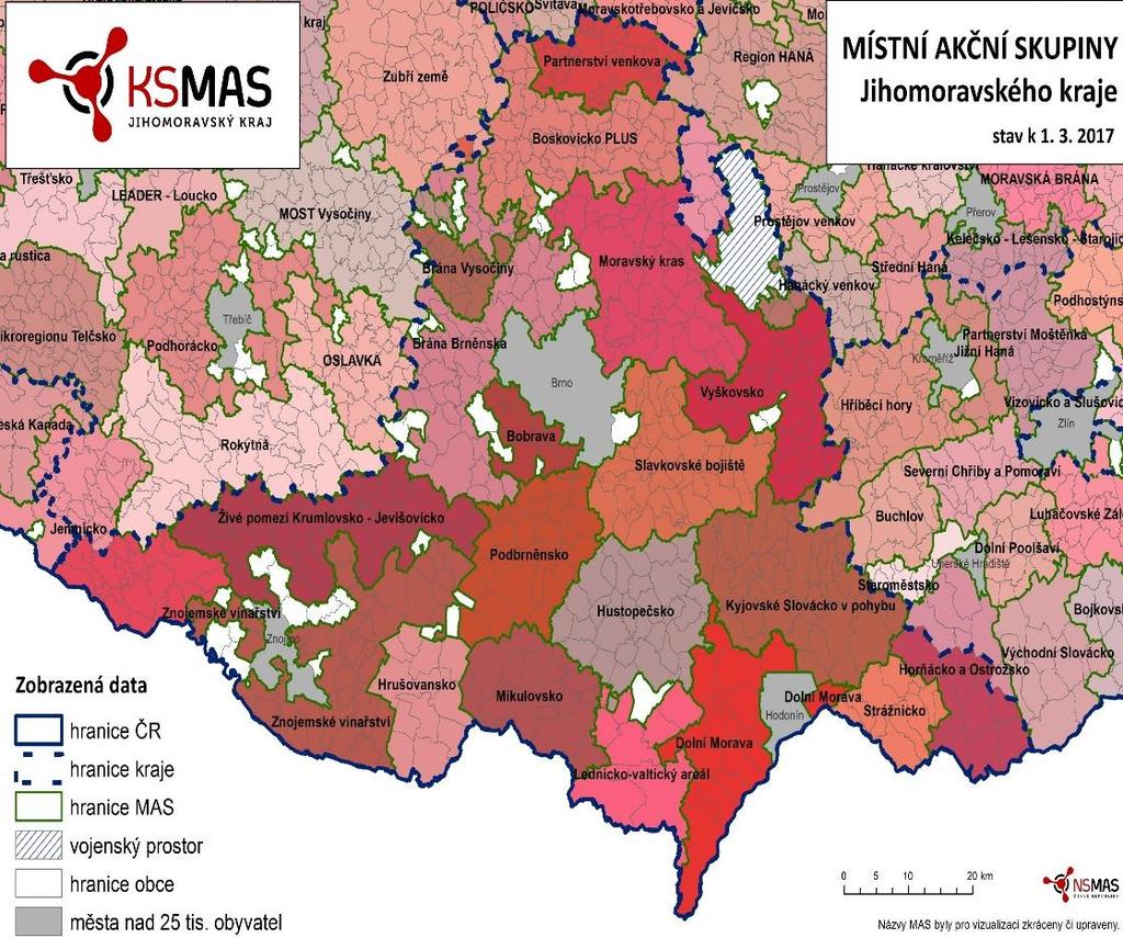 O nás Krajské sdružení NS MAS Jihomoravského kraje Hlavní motto: spolupráce a sdílení zkušeností Posláním KS NS MAS JMK je sdružovat MAS, reprezentovat a zastupovat MAS na krajské úrovni,