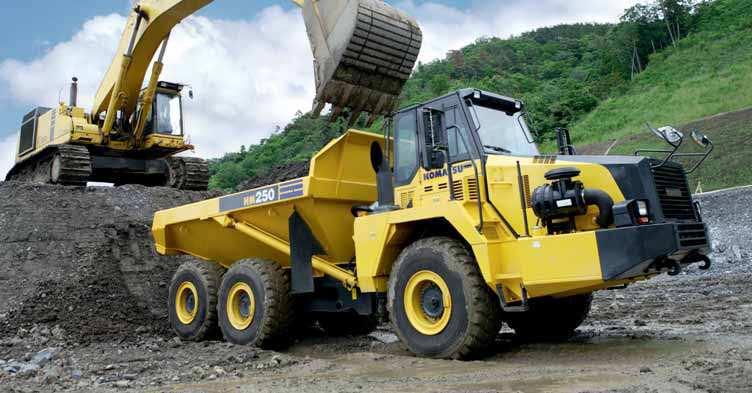 Nejpřísnější bepečnostní normy Hydraulické vícekotoučové brdy s kapalinovým chlaením a retardér Také vícekotoučové brdy s kapalinovým chlaením jsou ušity na míru pro HM250-2.