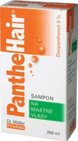 200 ml PantheHair šampon na mastné vlasy PantheHair šampon na mastné vlasy obsahuje 3 % panthenolu, 
