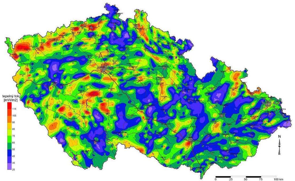 země), nýbrž pouze s využitím tepla suchých hornin (HDR), které skrývají v hloubce 5 km teploty až 200 C.