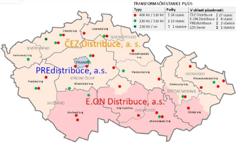 Obrázek 5 Územní působnost distribučních