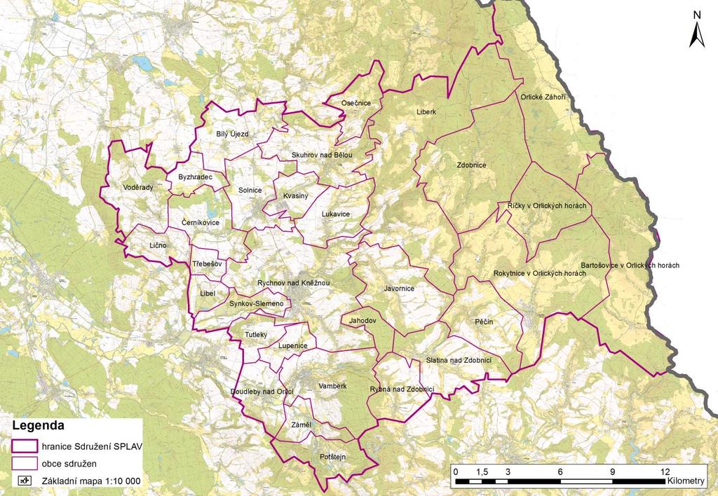 (horská oblast) a ostatní obce, ležící mimo toto pohoří (podhorská oblast). Rozmístění obcí a vymezení dle oblastí ukazuje přiložená mapa (kartogram).