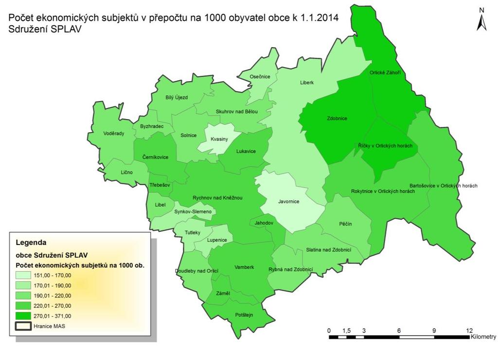 Podnikatelská činnost v území MAS je ve srovnání s vyššími územními celky, ale i sousedními regiony poněkud nižší.