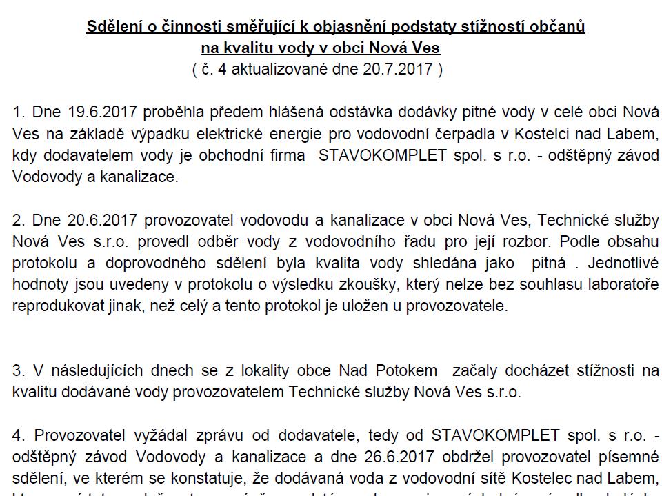 Mimořádný zdroj informací o havárii 7x doplňované sdělení provozovatele