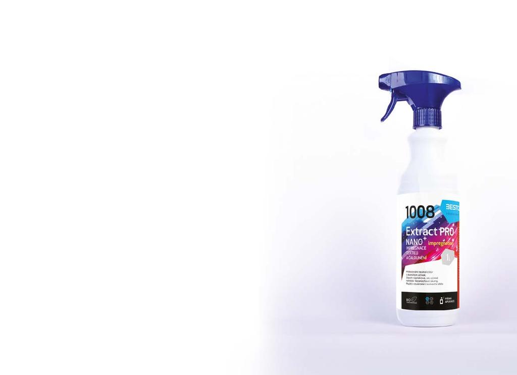 EXTRAKČNÍ ČIŠTĚNÍ A IMPREGNACE KOBERCŮ A ČALOUNĚNÍ 1005 ExtractPro NANO Je tepovací přípravek nové generace. Je vyvinut s důrazem na univerzální použití při strojovém i ručním čištění.
