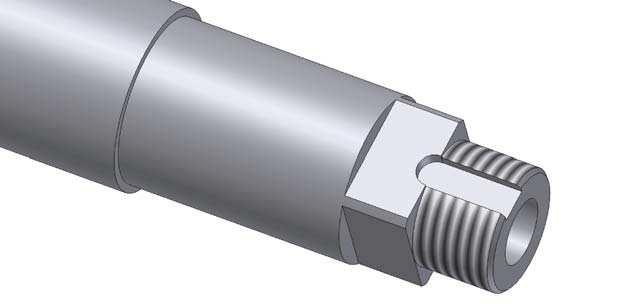 6 KONSTRUKNÍ EŠENÍ Hídel pro naklápní víka je vyroben ze silnostnné trubky prmr 22x6 mm. Oba konce hídele jsou ukoneny tyhranem 15x15 mm, závitem M15 a drážkou pro MB podložku (Obr. 6-33).
