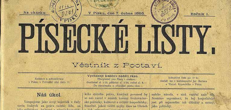 HISTORIE Počátky písecké žurnalistiky a Poutník od Otavy Hlavní náplní Poutníka od Otavy byla kulturní publicistika v nejširším slova smyslu, ovšem pro české obrozence vzhledem k podmínkám,