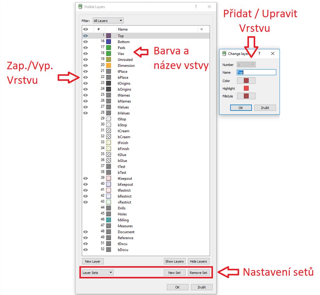 UTB ve Zlíně, Fakulta aplikované informatiky 66 Obr. 51 Dialogové okno Vrstvy (DPS) 4.5.3 Rastr a zobrazení Vhodné nastavení programu je velmi důležitým faktorem pro celý další postup návrhu DPS.
