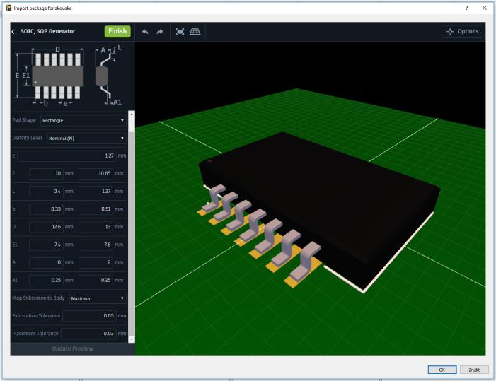 UTB ve Zlíně, Fakulta aplikované informatiky 78 Obr. 69 - Editor pro tvorbu pouzdra součástky (3D) Součástka Kompletním spojení symbolu a pouzdra součástky vznikne plnohodnotná součástka.