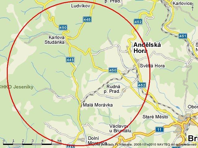 IPRÚ Jeseníky zahrnoval v první fázi území katastru obcí Karlova Studánka a Malá Morávka.
